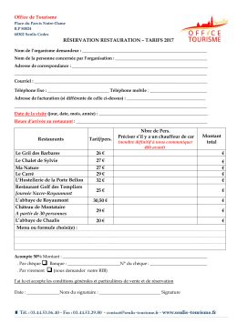 Demande de r&eacute;servation restaurant