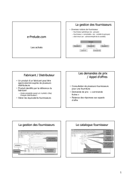 e-Prelude.com Prelude.com La gestion des fournisseurs Fabricant