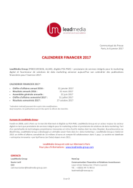 CALENDRIER FINANCIER 2017