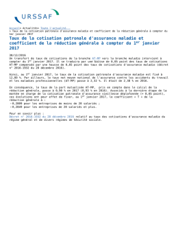 Taux de la cotisation patronale d`assurance maladie et