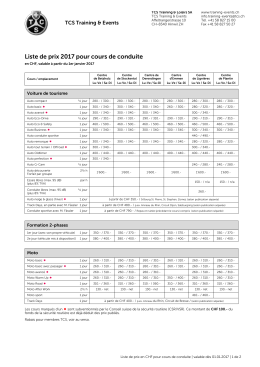 Liste de prix