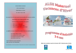 D&eacute;but des inscriptions &agrave; partir du 9 janvier 2017. Attention places