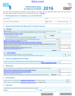 Provincial-Déclaration pour la retenue d`impôt 2016