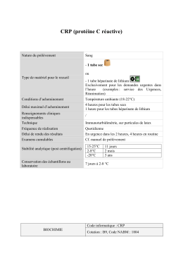 CRP : prot&eacute;ine C r&eacute;active