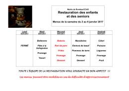 Restauration des enfants et des seniors Menus de la semaine du 2