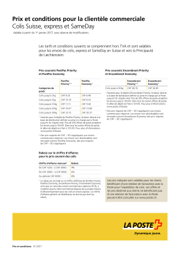 Prix et conditions pour la clientèle commerciale