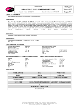 Fiche technique, allergènes, valeurs nutritionnelles.