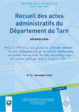 N&deg; 12 &ndash; Novembre 2016 - D&Eacute;LIB&Eacute;RATIONS