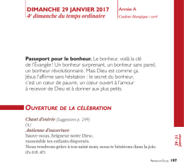 DIMANCHE 29 JANVIER 2017 4e dimanche du