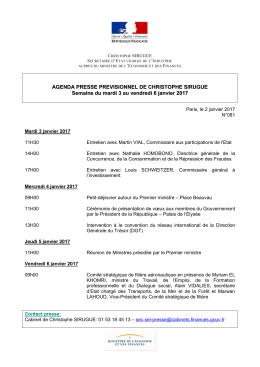 AGENDA PRESSE PREVISIONNEL DE CHRISTOPHE SIRUGUE