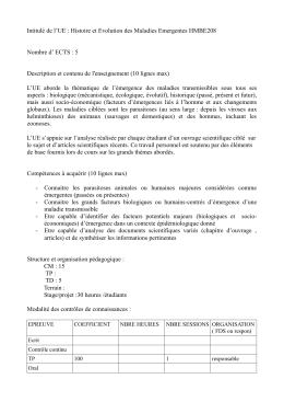 Intitul&eacute; de l`UE : Histoire et Evolution des Maladies