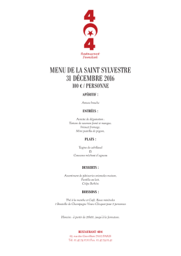 Menu Saint Sylvestre