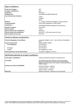 Appel à candidatures - Université de Bretagne-Sud
