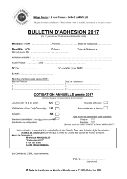 bulletin d`adhesion 2017 - Bienvenue sur le site CSNL Cercle des