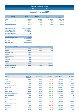 Résumé Séance n°3 mercredi 04 janvier 2017 Bourse de Casablanca