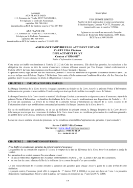 La notice d`assurance de la carte Visa Electron