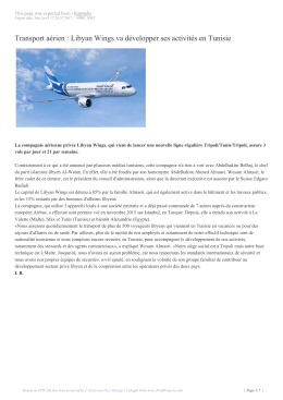 Transport a&eacute;rien : Libyan Wings va d&eacute;velopper ses
