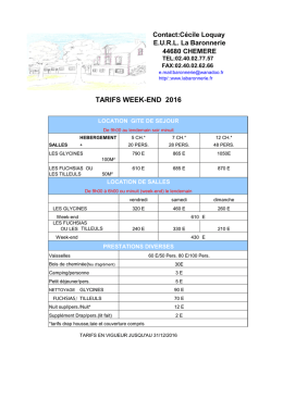 TARIFS WEEK