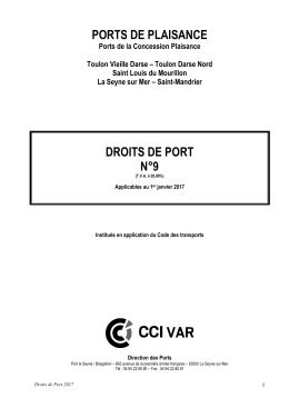 Les droits de ports pour les ports de plaisance 2016