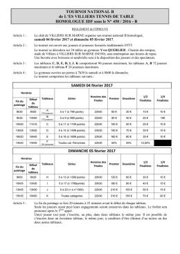 Règlement du tournoi - ES Villiers