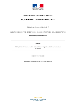 BOFIP-RHO-17-0505 du 02/01/2017 : Délégation de signature