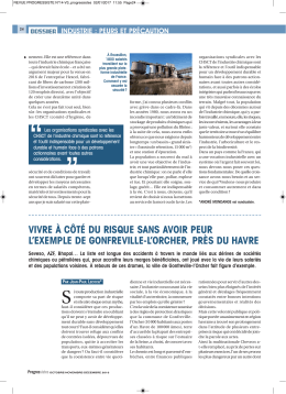 VIVRE À CÔTÉ DU RISQUE SANS AVOIR PEUR L`EXEMPLE DE