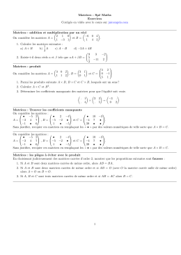 Matrices - Sp&eacute; Maths Exercices Corrig&eacute;s en vid&eacute;o avec le cours sur