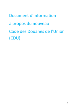 Code des Douanes de l`Union