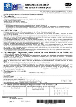 Demande d`allocation de soutien familial (Asf)