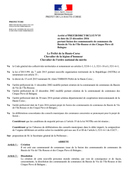Arrêté PREF2B/DRCT/BCLST/35 du 23 décembre 2016