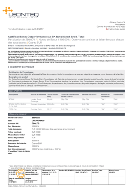 Certificat Bonus Outperformance sur BP, Royal Dutch