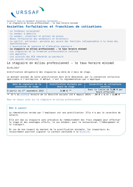 Le stagiaire en milieu professionnel – le taux horaire minimal
