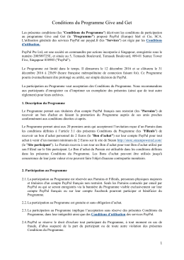 Conditions du Programme
