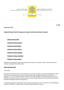 Lettera del Santo Padre Francesco ai Vescovi nella