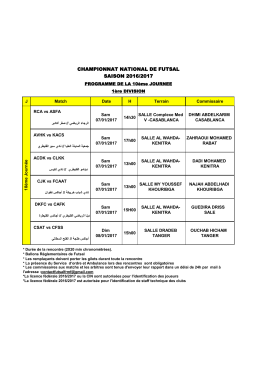 Programme de la 10&egrave;me journ&eacute;e D1