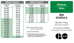Kitchener Union MINI SCHEDULE