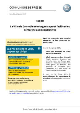 Rappel La Ville de Grenoble se réorganise pour faciliter les