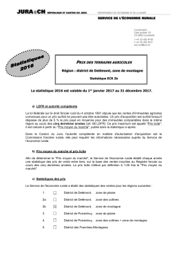 Prix des terrains agricoles - District de Delémont