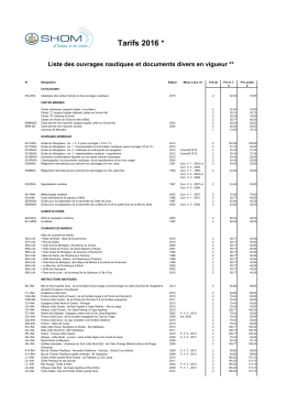 la liste des prix