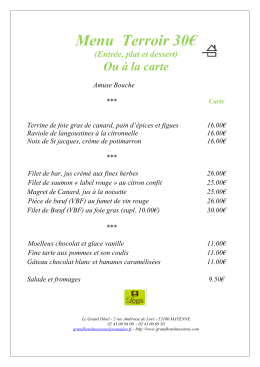 Menu Terroir 30€ (Entrée, plat et dessert)