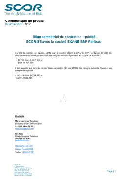 Communiqu&eacute; de presse Bilan semestriel du contrat de