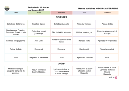 Menus scolaires OZOIR-LA-FERRIERE DEJEUNER Période du 27