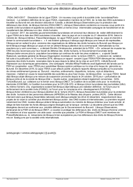 La radiation d`Iteka "est une décision absurde et funeste