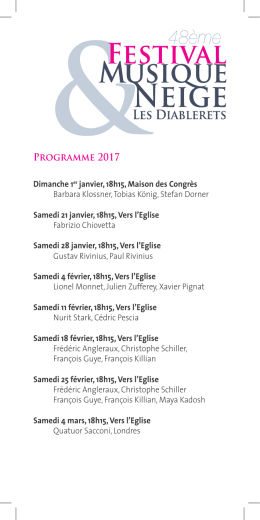 Programme 2017 - Festival Musique et Neige