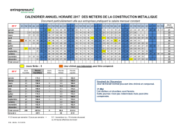 calendrier annuel horaire 2017 des metiers de la construction