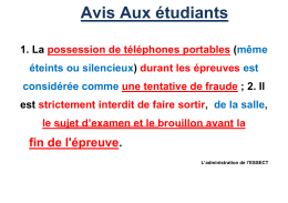 Avis Aux &eacute;tudiants