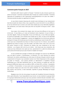 Fran&ccedil;ais Authentique