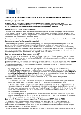Questions et réponses: Évaluation 2007-2013 du Fonds