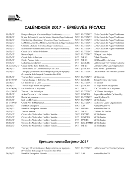 calendrier 2017 - epreuves ffc/uci