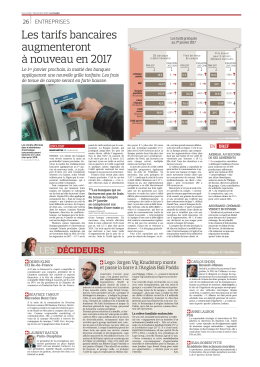 Les tarifs bancaires augmenteront &agrave; nouveau en 2017
